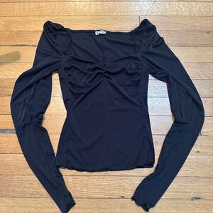 Free People Black Long Sleeve Blouse
